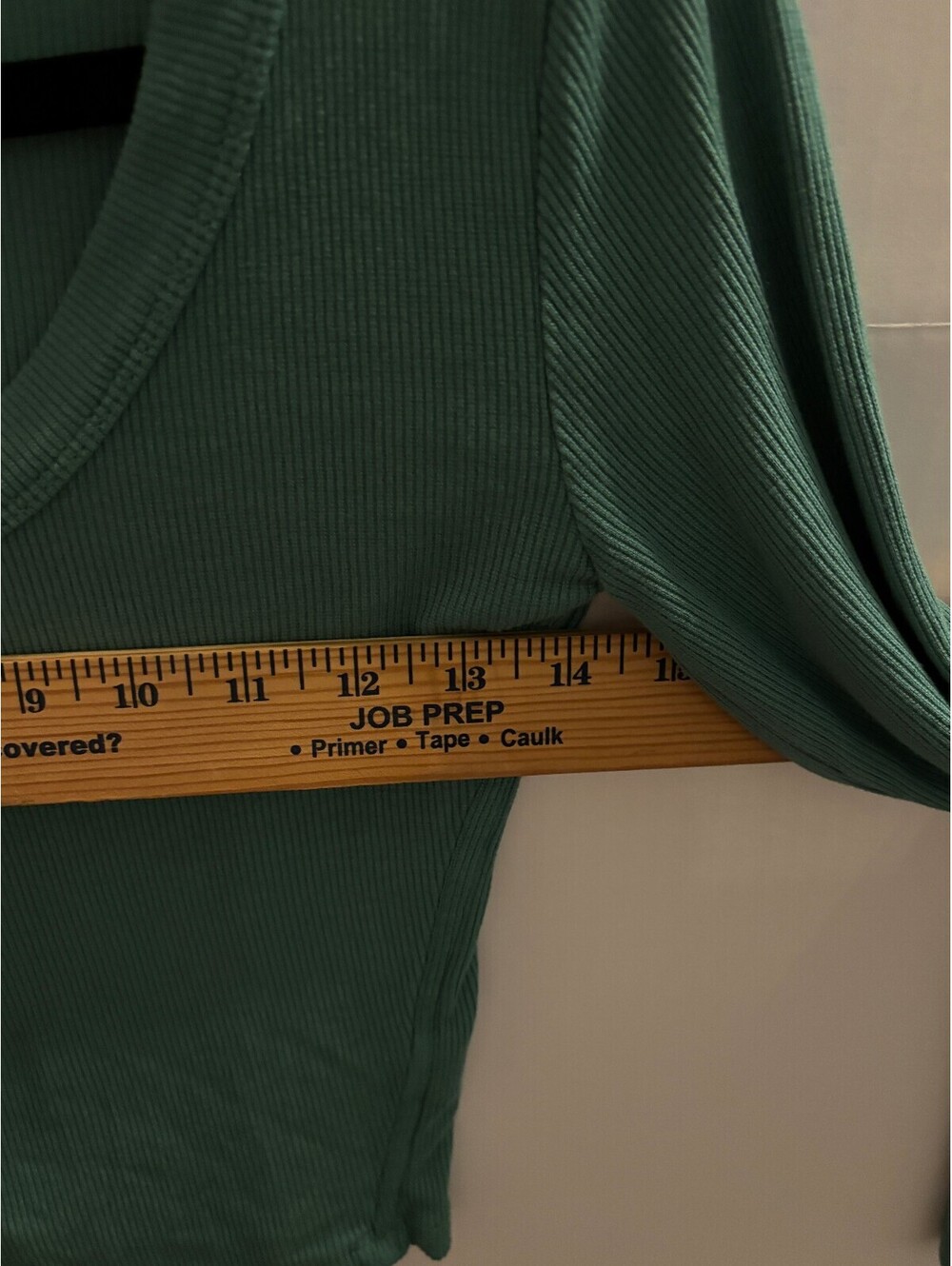 Green ribbed long sleeve crop top - Picture 4 of 6